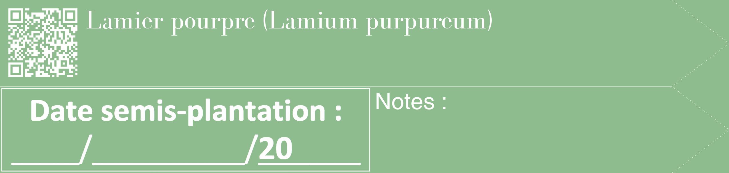 Étiquette de : Lamium purpureum - format c - style blanche13_simple_simplebod avec qrcode et comestibilité