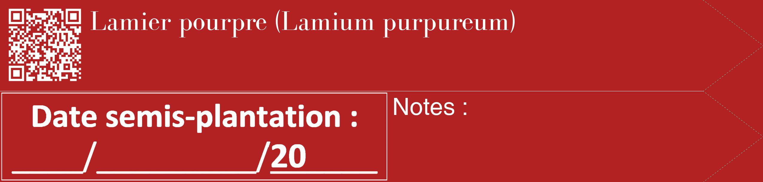Étiquette de : Lamium purpureum - format c - style blanche28_simple_simplebod avec qrcode et comestibilité