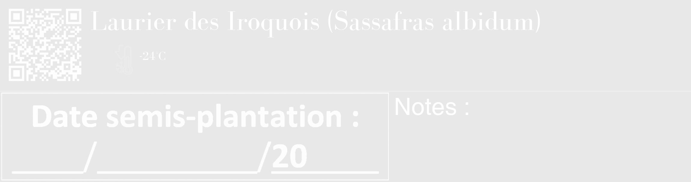Étiquette de : Sassafras albidum - format c - style blanche55_basique_basiquebod avec qrcode et comestibilité