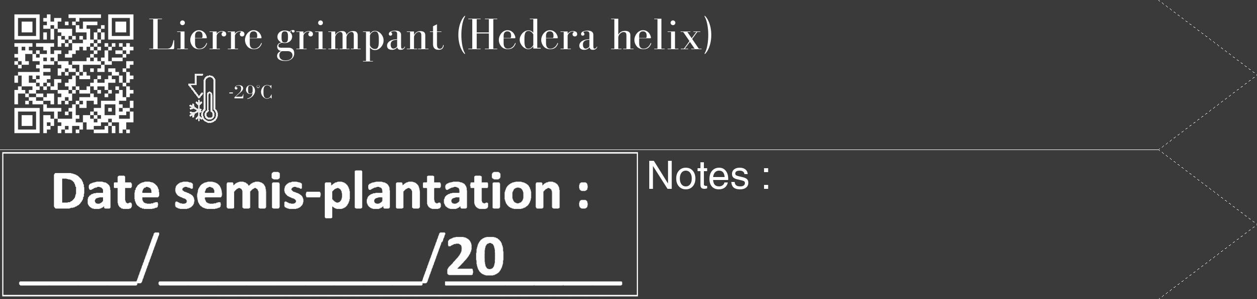 Étiquette de : Hedera helix - format c - style blanche8_simple_simplebod avec qrcode et comestibilité