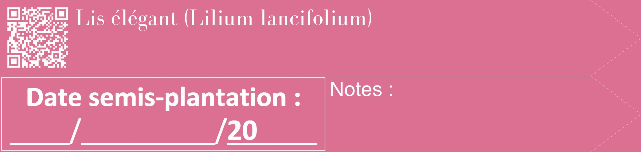 Étiquette de : Lilium lancifolium - format c - style blanche44_simple_simplebod avec qrcode et comestibilité