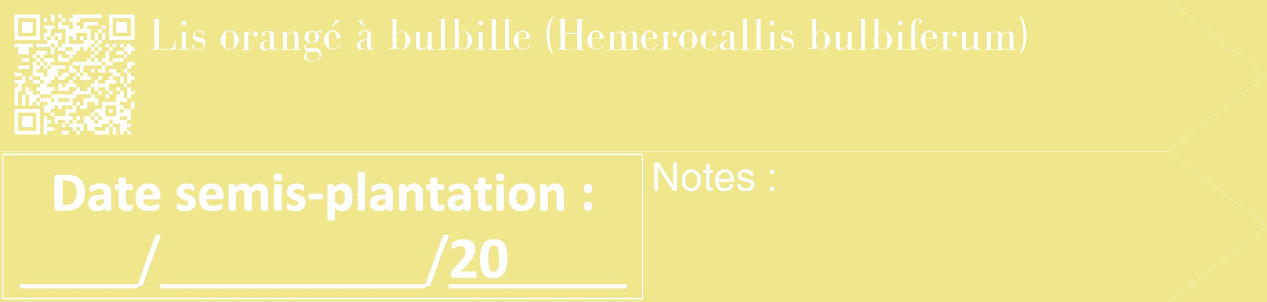 Étiquette de : Hemerocallis bulbiferum - format c - style blanche20_simple_simplebod avec qrcode et comestibilité