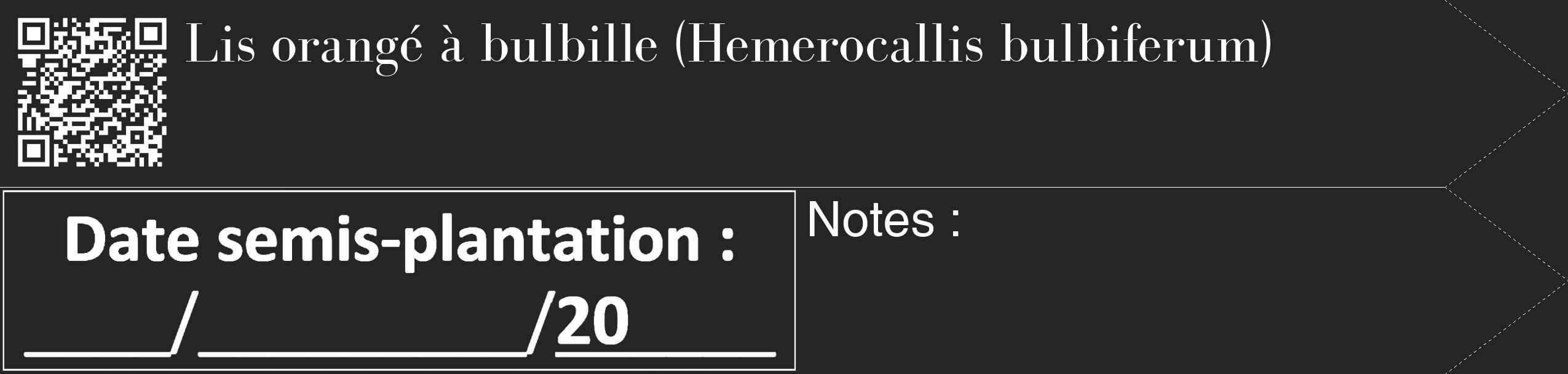 Étiquette de : Hemerocallis bulbiferum - format c - style blanche47_simple_simplebod avec qrcode et comestibilité