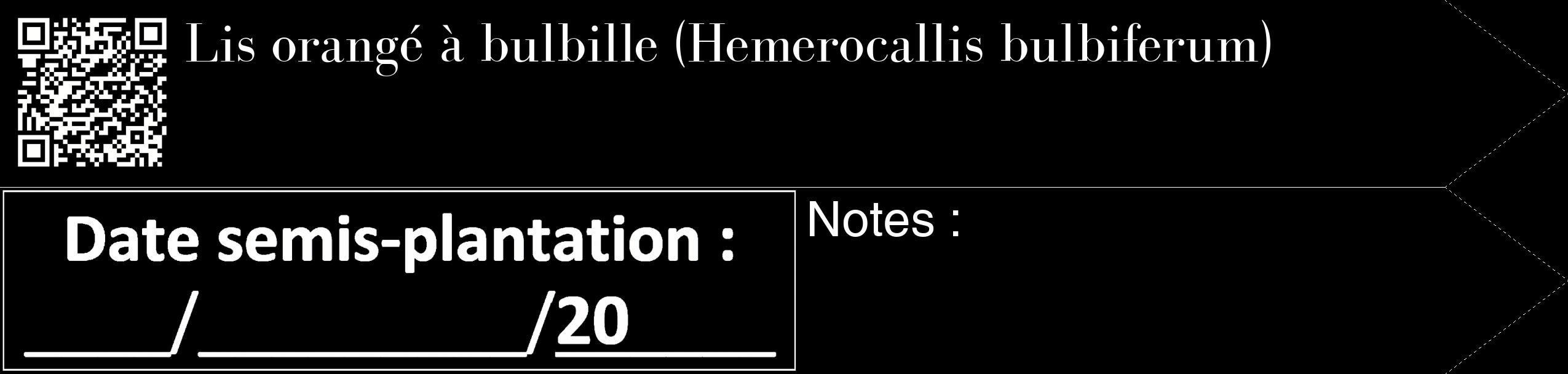Étiquette de : Hemerocallis bulbiferum - format c - style blanche59_simple_simplebod avec qrcode et comestibilité