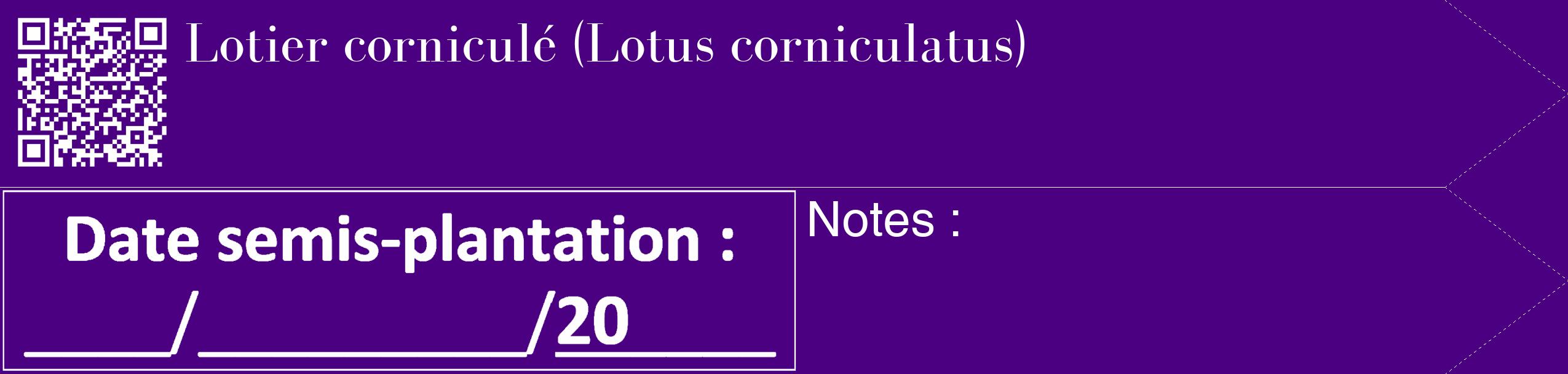 Étiquette de : Lotus corniculatus - format c - style blanche47_simple_simplebod avec qrcode et comestibilité