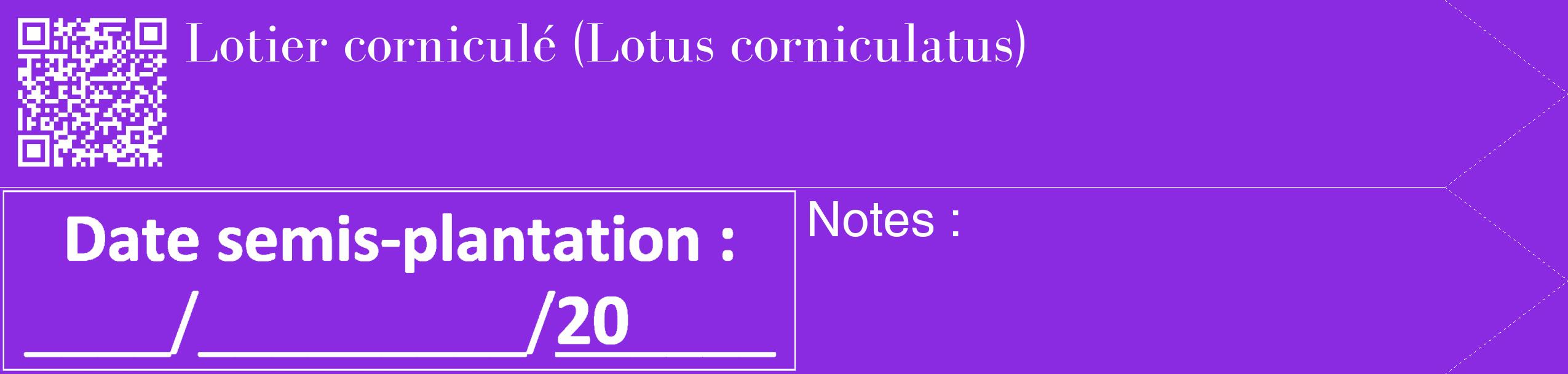 Étiquette de : Lotus corniculatus - format c - style blanche49_simple_simplebod avec qrcode et comestibilité