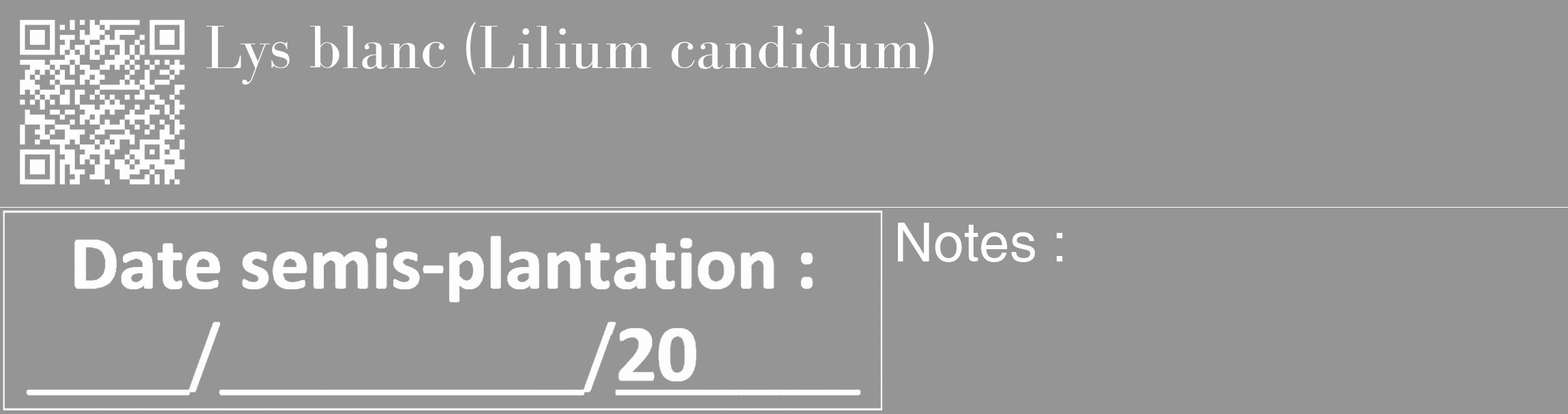 Étiquette de : Lilium candidum - format c - style blanche16_basique_basiquebod avec qrcode et comestibilité