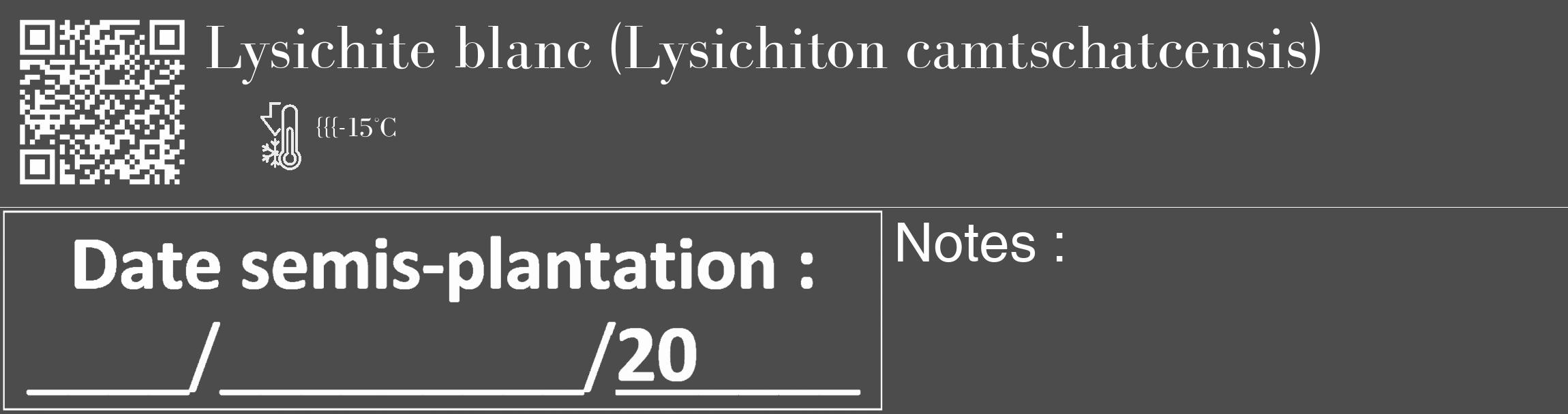 Étiquette de : Lysichiton camtschatcensis - format c - style blanche27_basique_basiquebod avec qrcode et comestibilité