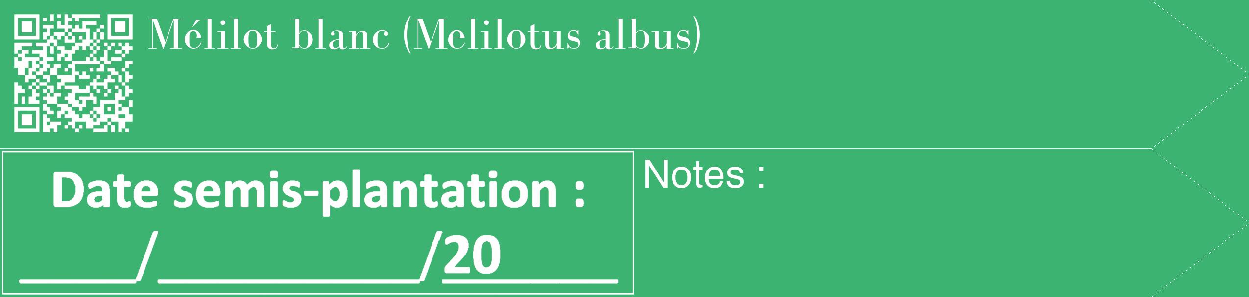 Étiquette de : Melilotus albus - format c - style blanche12_simple_simplebod avec qrcode et comestibilité