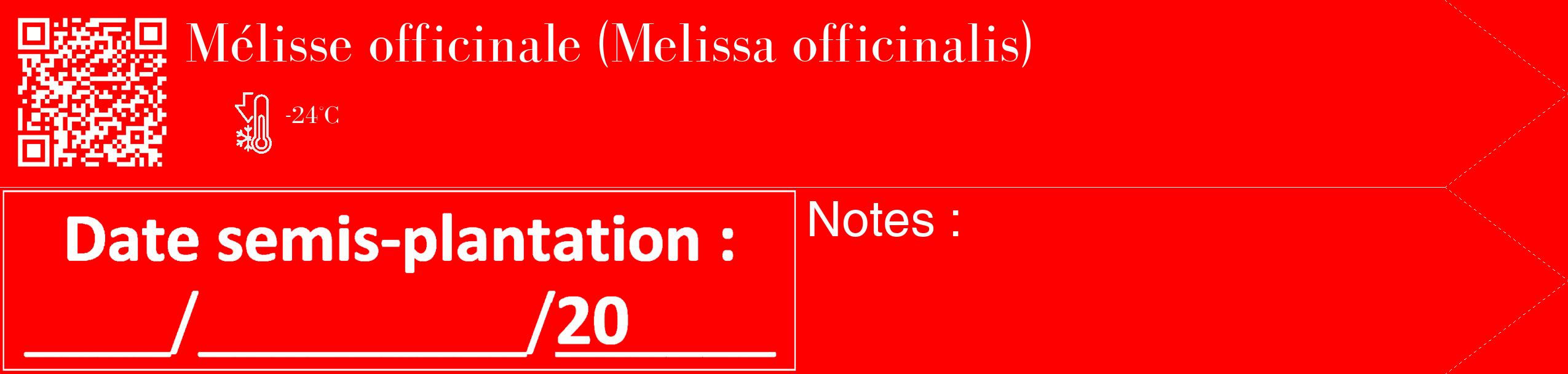 Étiquette de : Melissa officinalis - format c - style blanche27_simple_simplebod avec qrcode et comestibilité