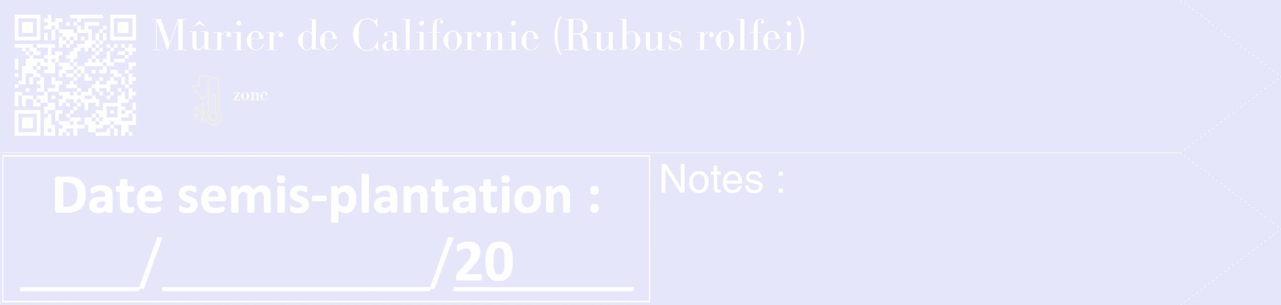 Étiquette de : Rubus rolfei - format c - style blanche55_simple_simplebod avec qrcode et comestibilité