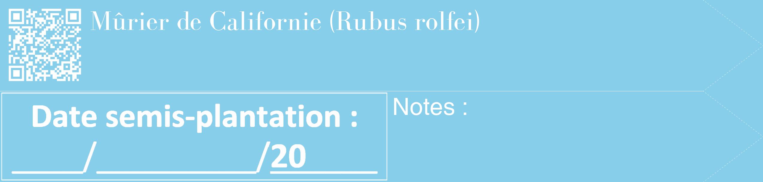 Étiquette de : Rubus rolfei - format c - style blanche1_simple_simplebod avec qrcode et comestibilité