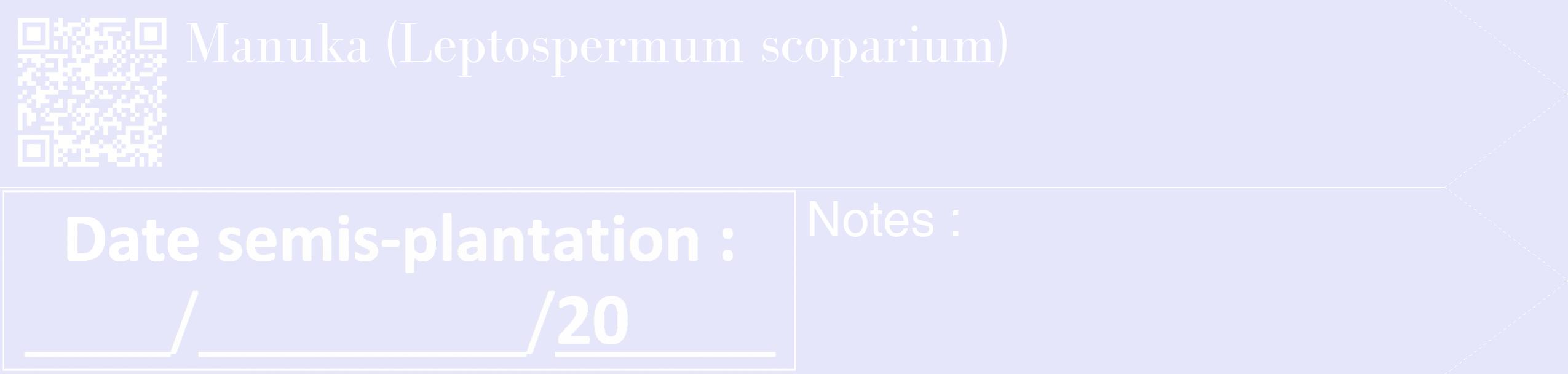 Étiquette de : Leptospermum scoparium - format c - style blanche55_simple_simplebod avec qrcode et comestibilité