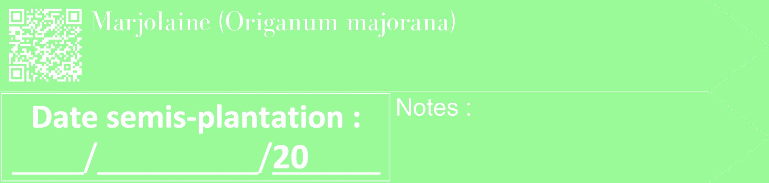Étiquette de : Origanum majorana - format c - style blanche14_simple_simplebod avec qrcode et comestibilité