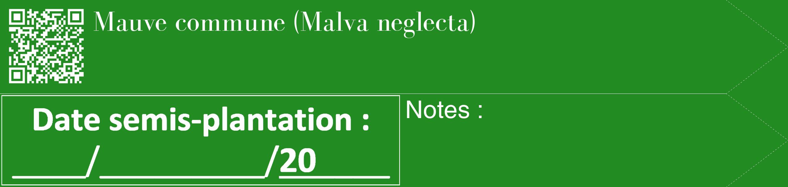 Étiquette de : Malva neglecta - format c - style blanche10_simple_simplebod avec qrcode et comestibilité