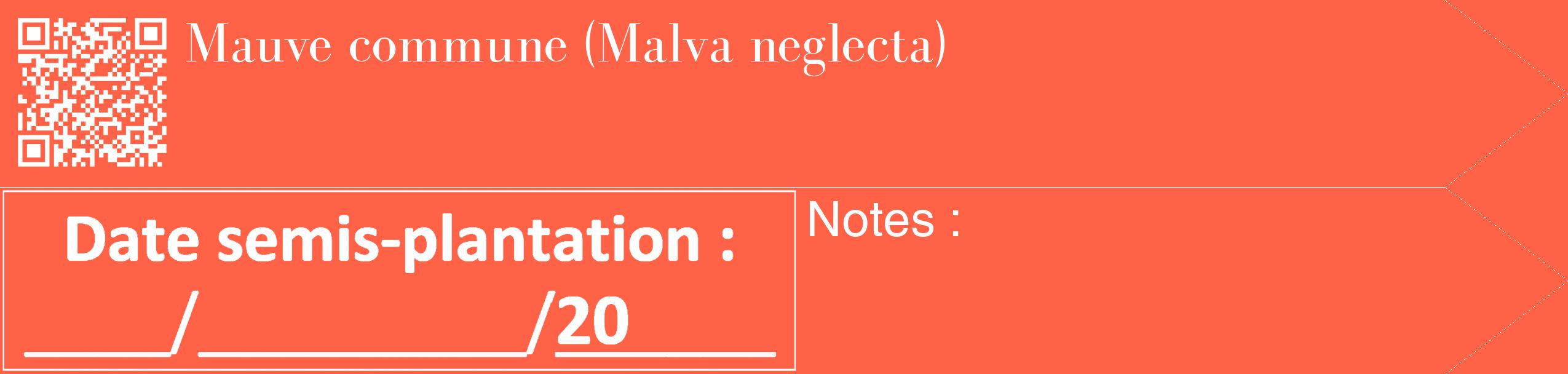 Étiquette de : Malva neglecta - format c - style blanche25_simple_simplebod avec qrcode et comestibilité
