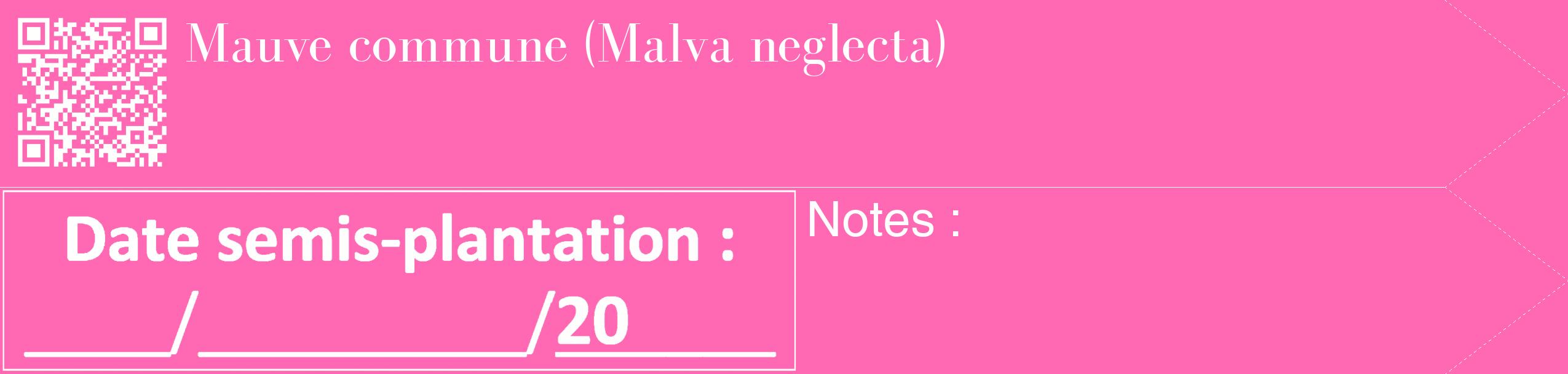 Étiquette de : Malva neglecta - format c - style blanche42_simple_simplebod avec qrcode et comestibilité