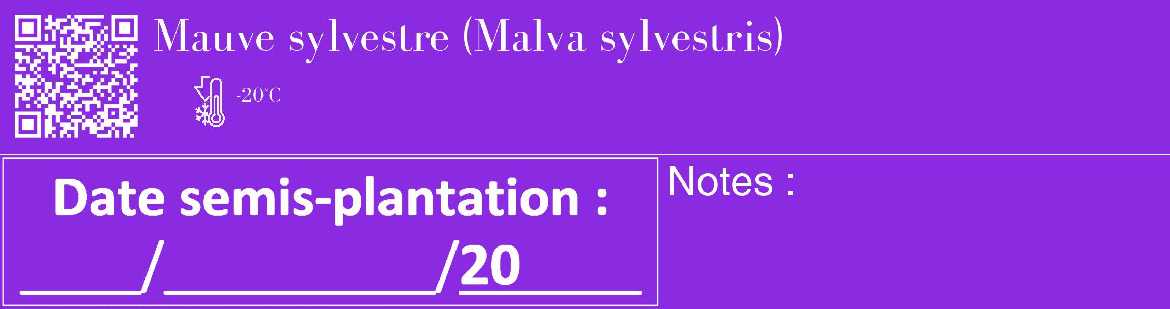 Étiquette de : Malva sylvestris - format c - style blanche49_basique_basiquebod avec qrcode et comestibilité