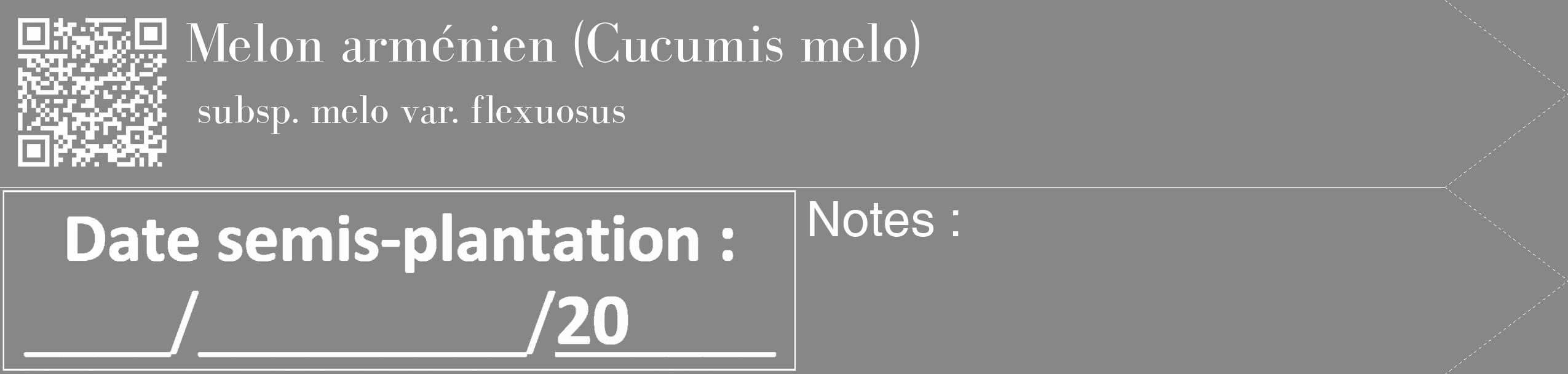 Étiquette de : Cucumis melo subsp. melo var. flexuosus - format c - style blanche12_simple_simplebod avec qrcode et comestibilité