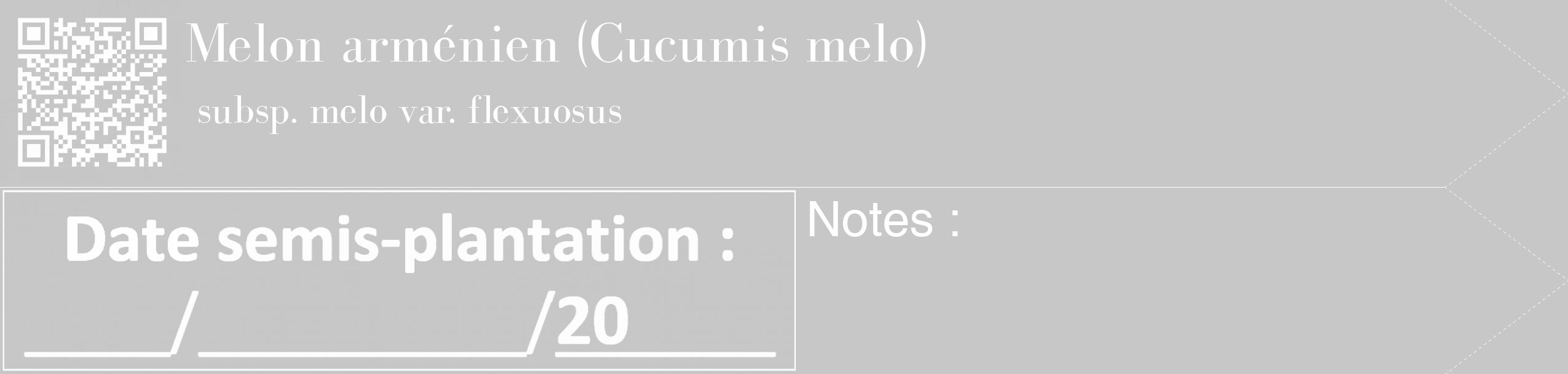 Étiquette de : Cucumis melo subsp. melo var. flexuosus - format c - style blanche15_simple_simplebod avec qrcode et comestibilité