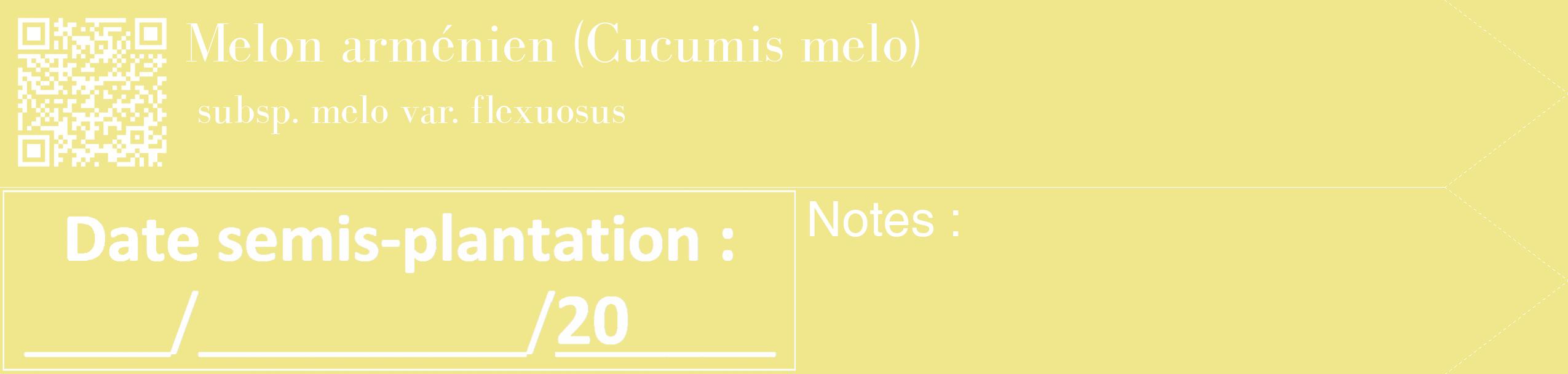 Étiquette de : Cucumis melo subsp. melo var. flexuosus - format c - style blanche20_simple_simplebod avec qrcode et comestibilité