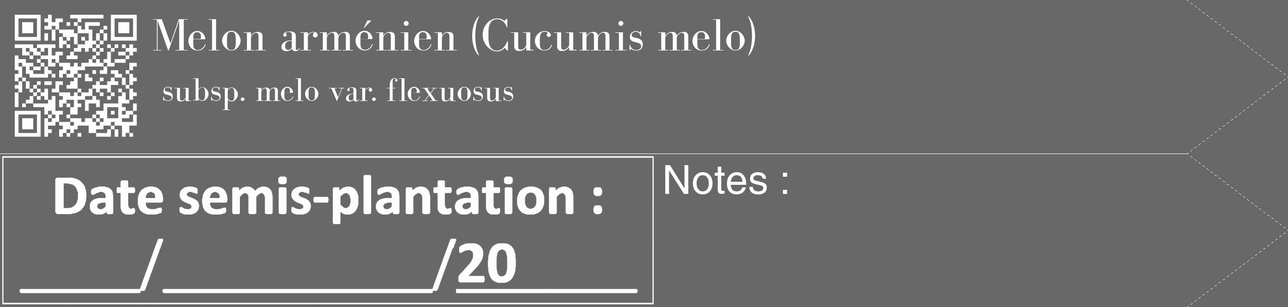 Étiquette de : Cucumis melo subsp. melo var. flexuosus - format c - style blanche6_simple_simplebod avec qrcode et comestibilité