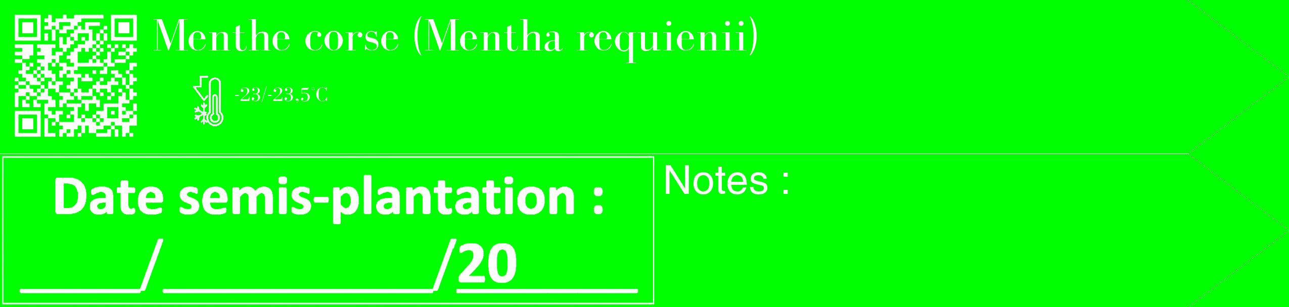 Étiquette de : Mentha requienii - format c - style blanche16_simple_simplebod avec qrcode et comestibilité