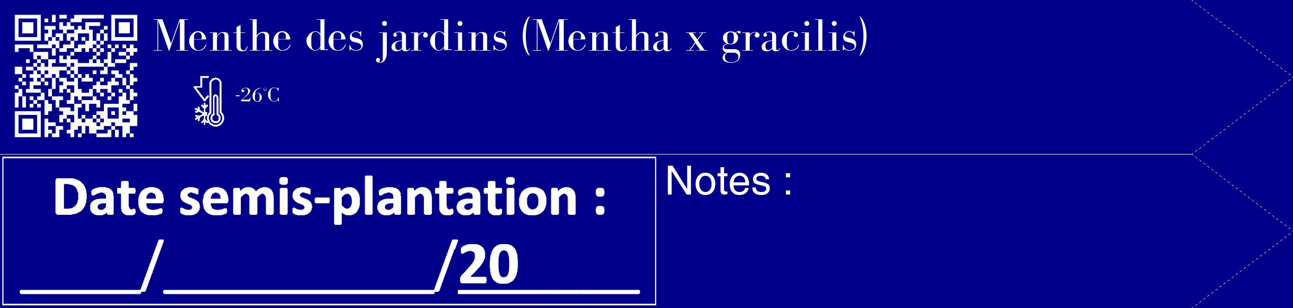 Étiquette de : Mentha x gracilis - format c - style blanche7_simple_simplebod avec qrcode et comestibilité