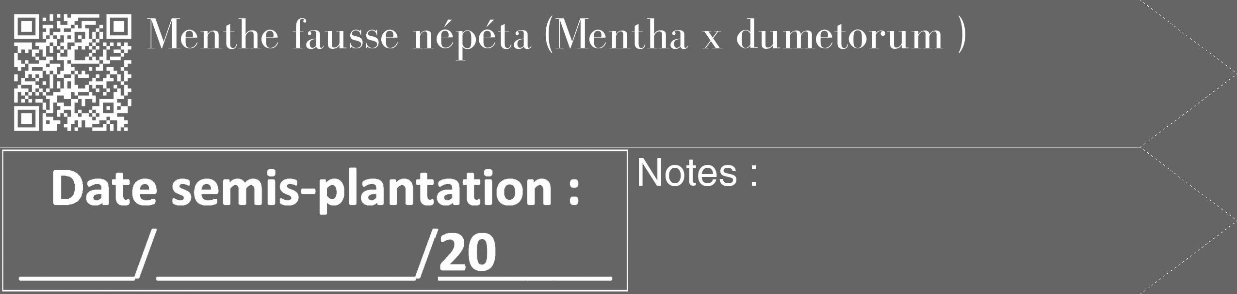 Étiquette de : Mentha x dumetorum  - format c - style blanche32_simple_simplebod avec qrcode et comestibilité