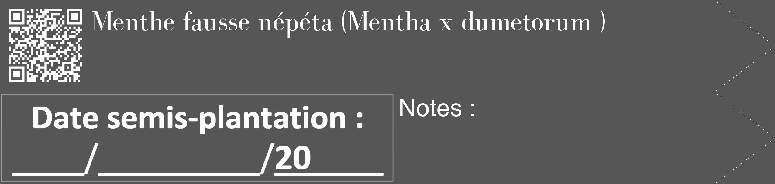 Étiquette de : Mentha x dumetorum  - format c - style blanche45_simple_simplebod avec qrcode et comestibilité