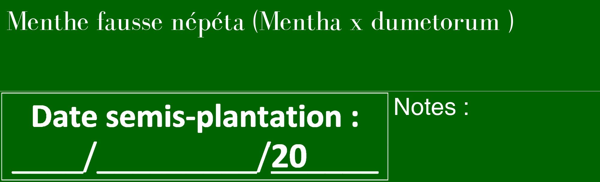 Étiquette de : Mentha x dumetorum  - format c - style blanche8_basique_basiquebod avec comestibilité