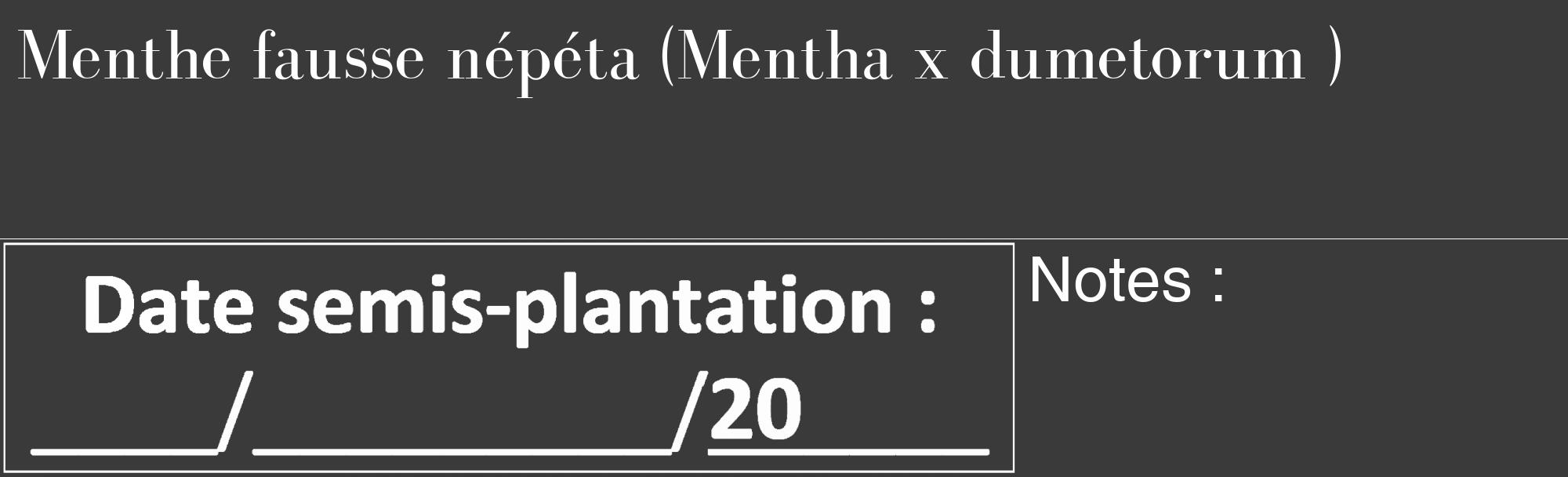 Étiquette de : Mentha x dumetorum  - format c - style blanche8_basique_basiquebod avec comestibilité