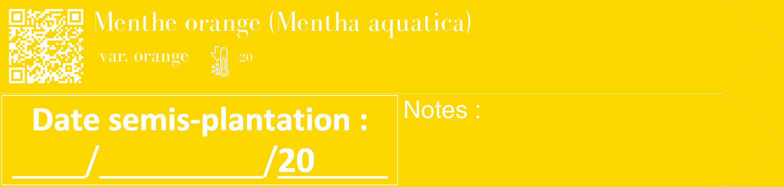 Étiquette de : Mentha aquatica var. orange - format c - style blanche21_simple_simplebod avec qrcode et comestibilité