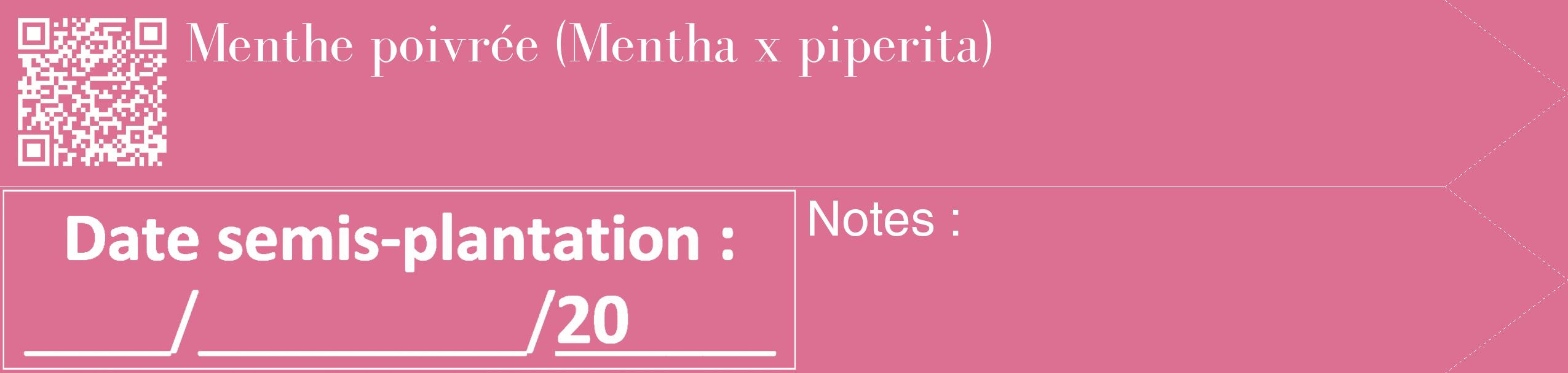 Étiquette de : Mentha x piperita - format c - style blanche44_simple_simplebod avec qrcode et comestibilité