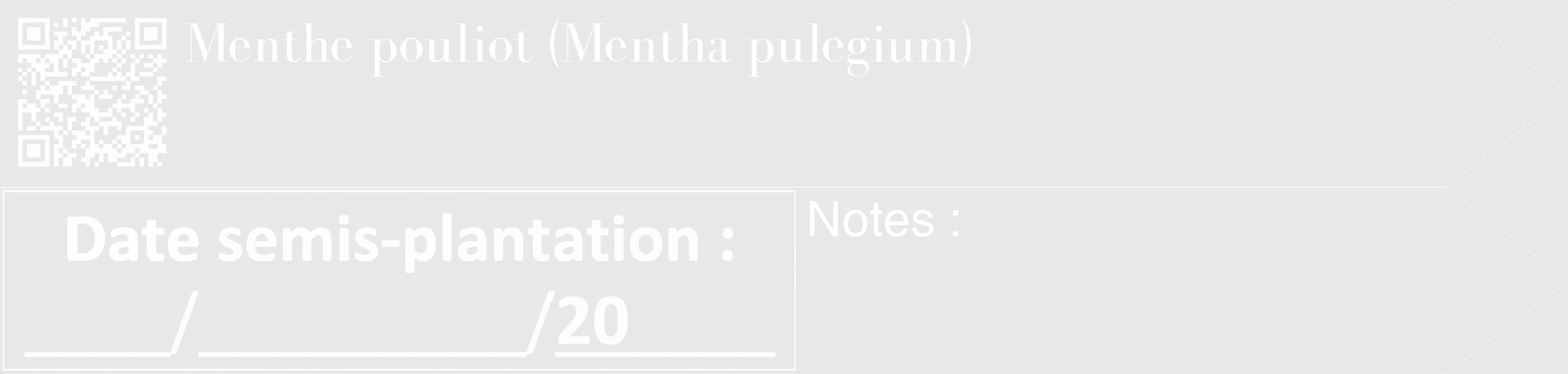 Étiquette de : Mentha pulegium - format c - style blanche55_simple_simplebod avec qrcode et comestibilité