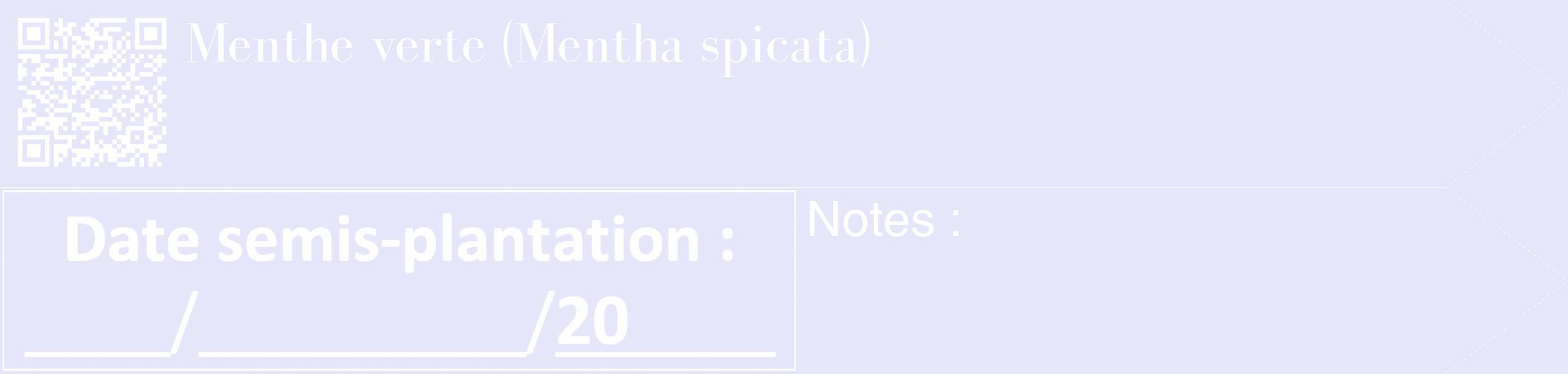 Étiquette de : Mentha spicata - format c - style blanche55_simple_simplebod avec qrcode et comestibilité