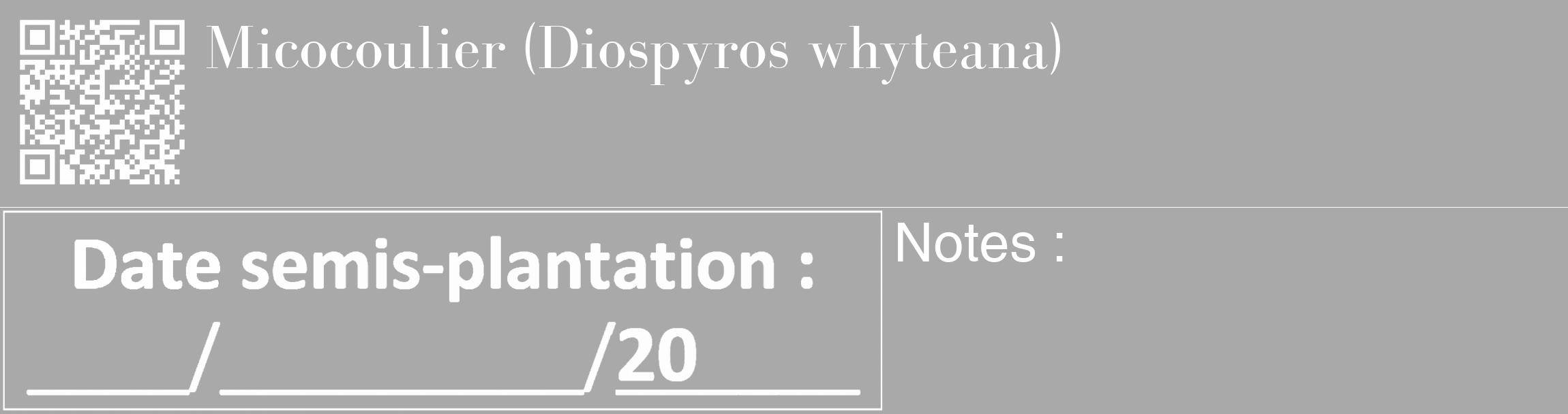 Étiquette de : Diospyros whyteana - format c - style blanche13_basique_basiquebod avec qrcode et comestibilité