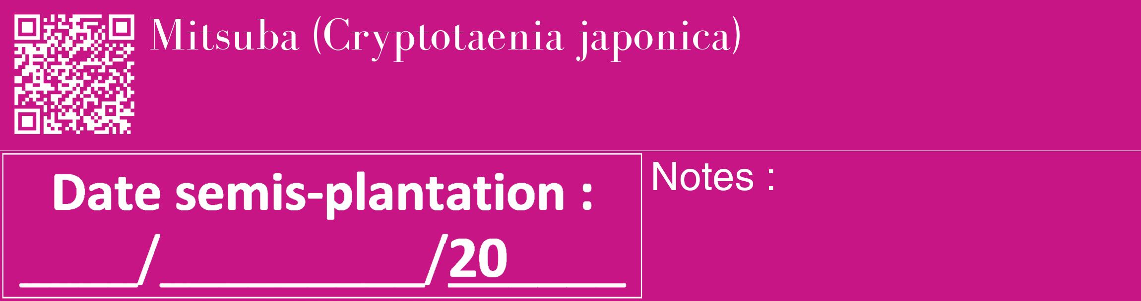 Étiquette de : Cryptotaenia japonica - format c - style blanche45_basique_basiquebod avec qrcode et comestibilité