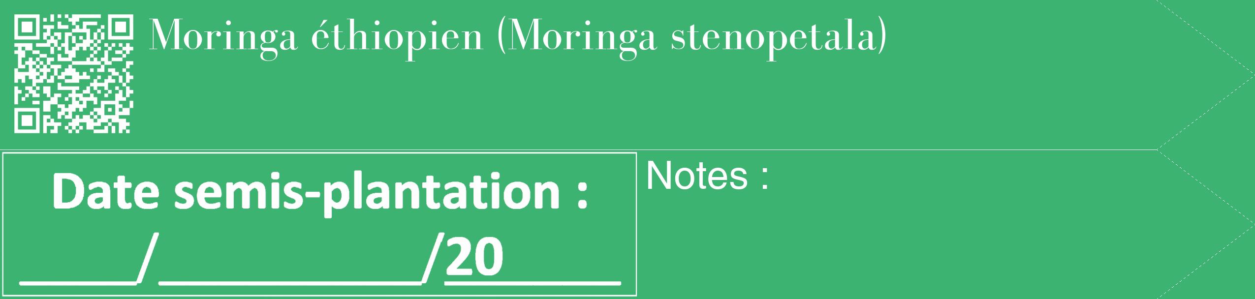 Étiquette de : Moringa stenopetala - format c - style blanche12_simple_simplebod avec qrcode et comestibilité