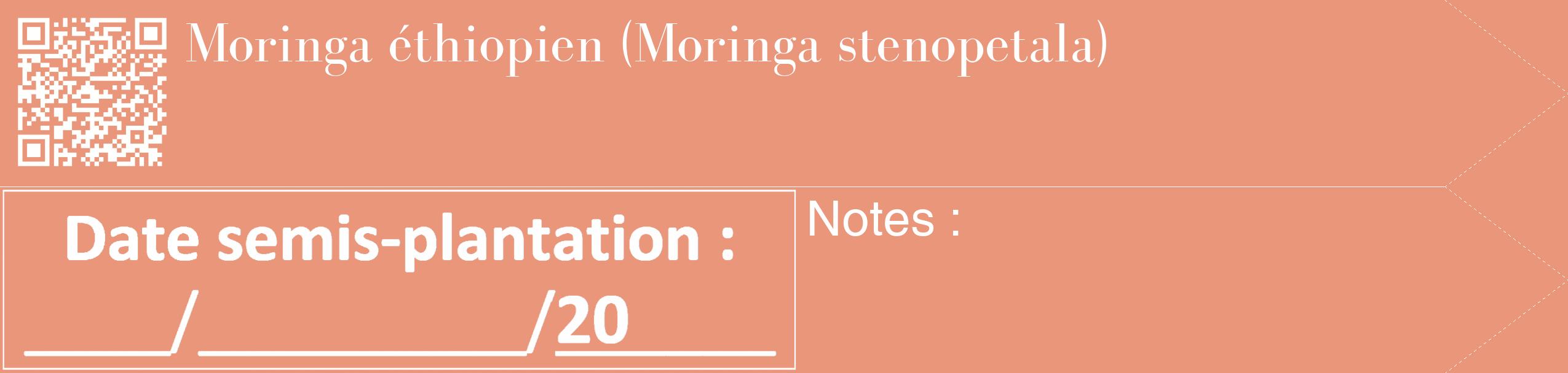 Étiquette de : Moringa stenopetala - format c - style blanche37_simple_simplebod avec qrcode et comestibilité