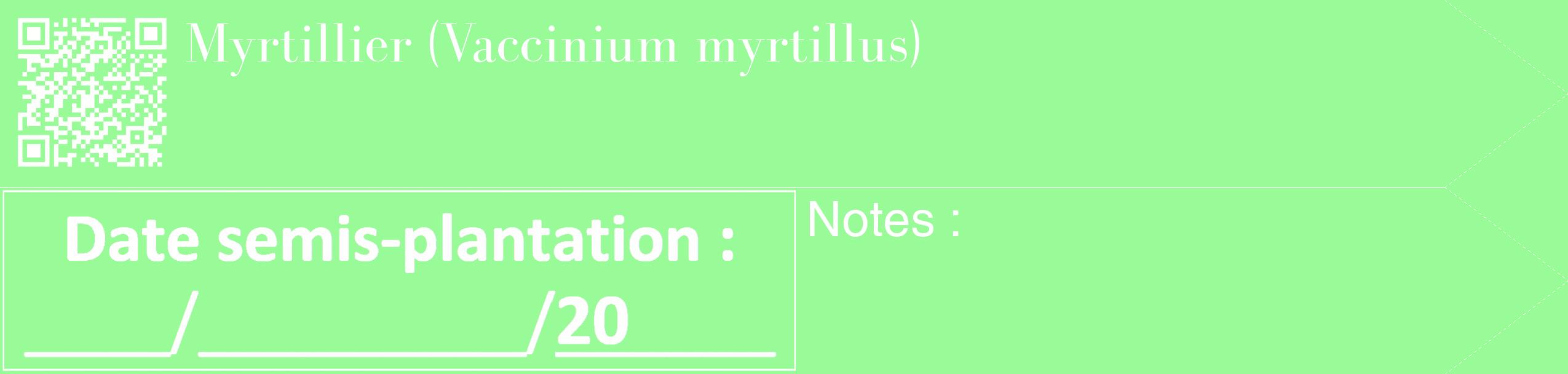 Étiquette de : Vaccinium myrtillus - format c - style blanche14_simple_simplebod avec qrcode et comestibilité