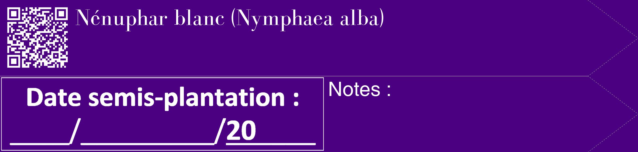 Étiquette de : Nymphaea alba - format c - style blanche47_simple_simplebod avec qrcode et comestibilité