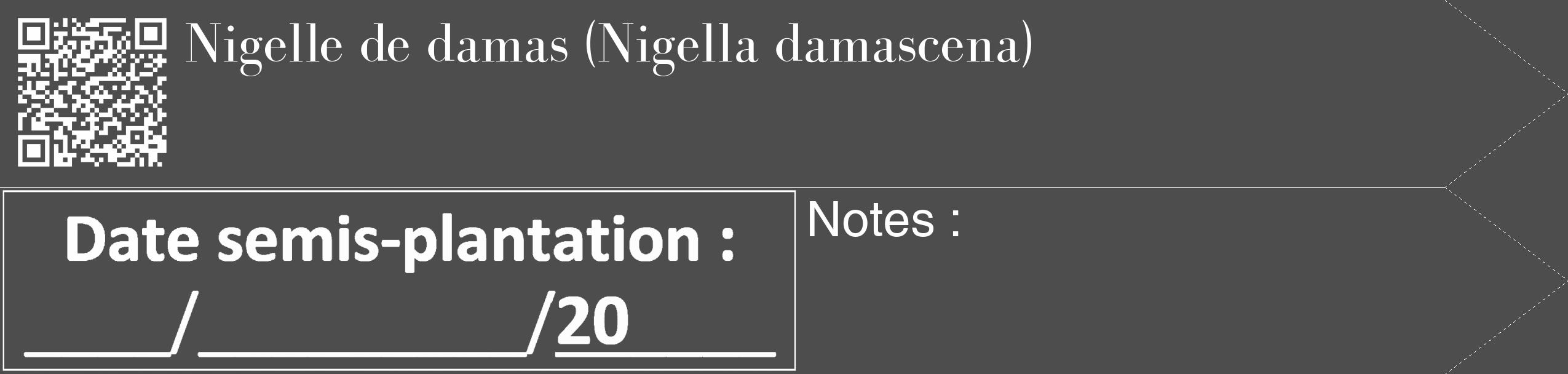 Étiquette de : Nigella damascena - format c - style blanche28_simple_simplebod avec qrcode et comestibilité