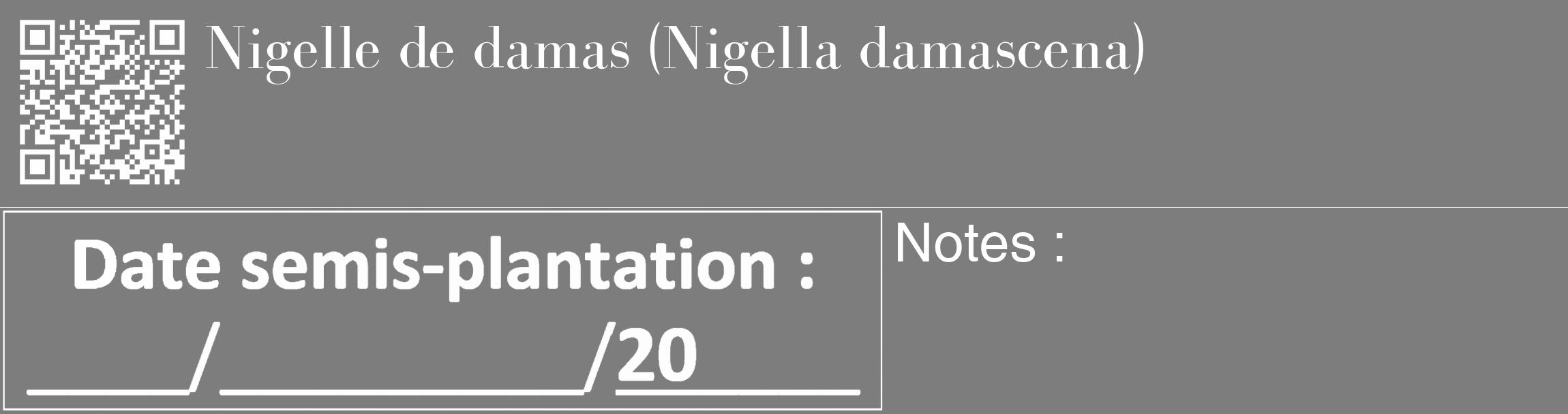 Étiquette de : Nigella damascena - format c - style blanche35_basique_basiquebod avec qrcode et comestibilité