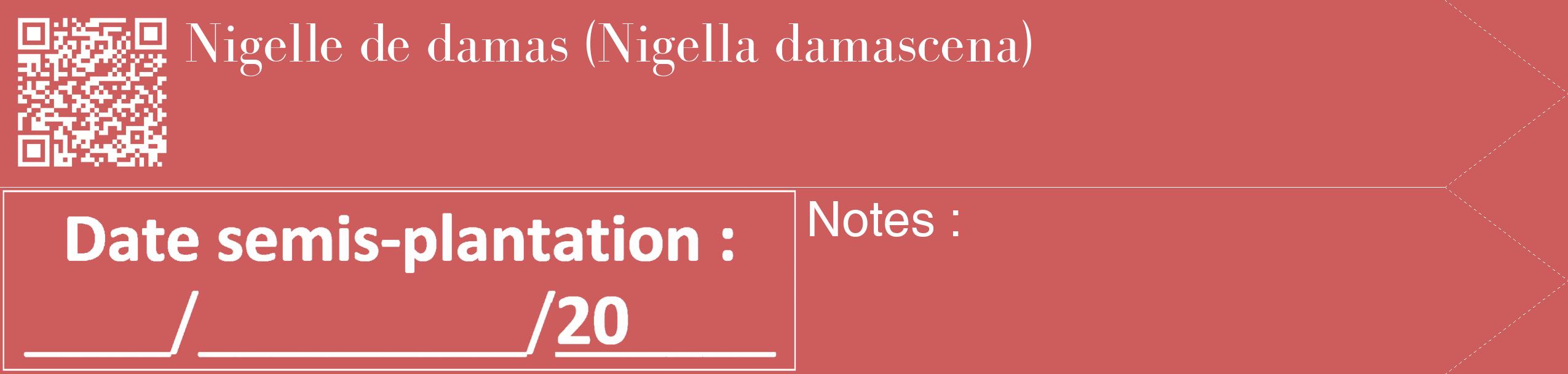 Étiquette de : Nigella damascena - format c - style blanche35_simple_simplebod avec qrcode et comestibilité