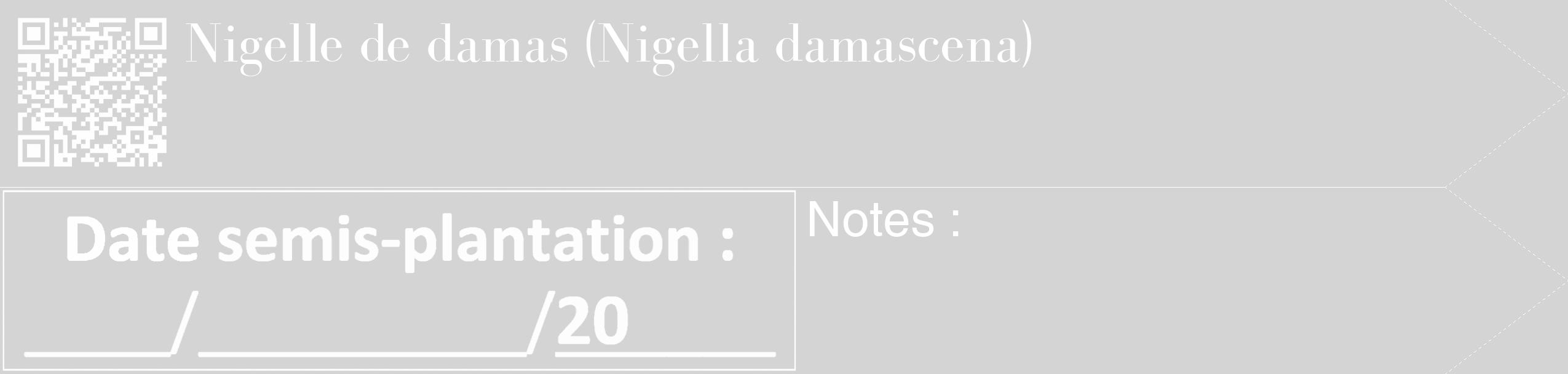 Étiquette de : Nigella damascena - format c - style blanche40_simple_simplebod avec qrcode et comestibilité