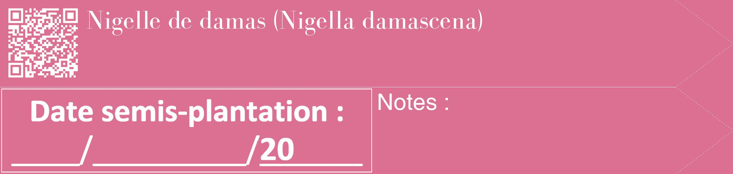 Étiquette de : Nigella damascena - format c - style blanche44_simple_simplebod avec qrcode et comestibilité