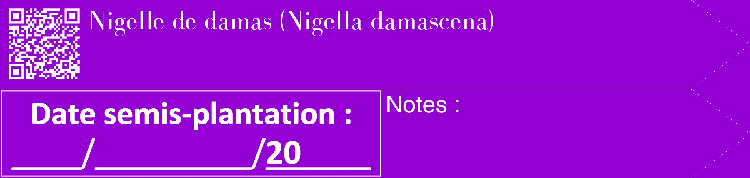 Étiquette de : Nigella damascena - format c - style blanche48_simple_simplebod avec qrcode et comestibilité