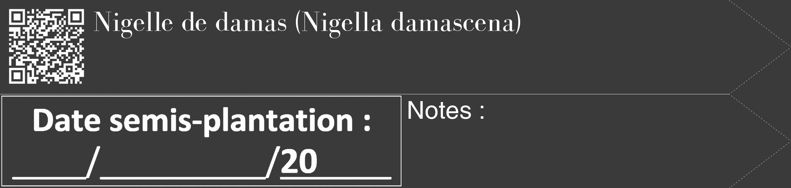 Étiquette de : Nigella damascena - format c - style blanche8_simple_simplebod avec qrcode et comestibilité