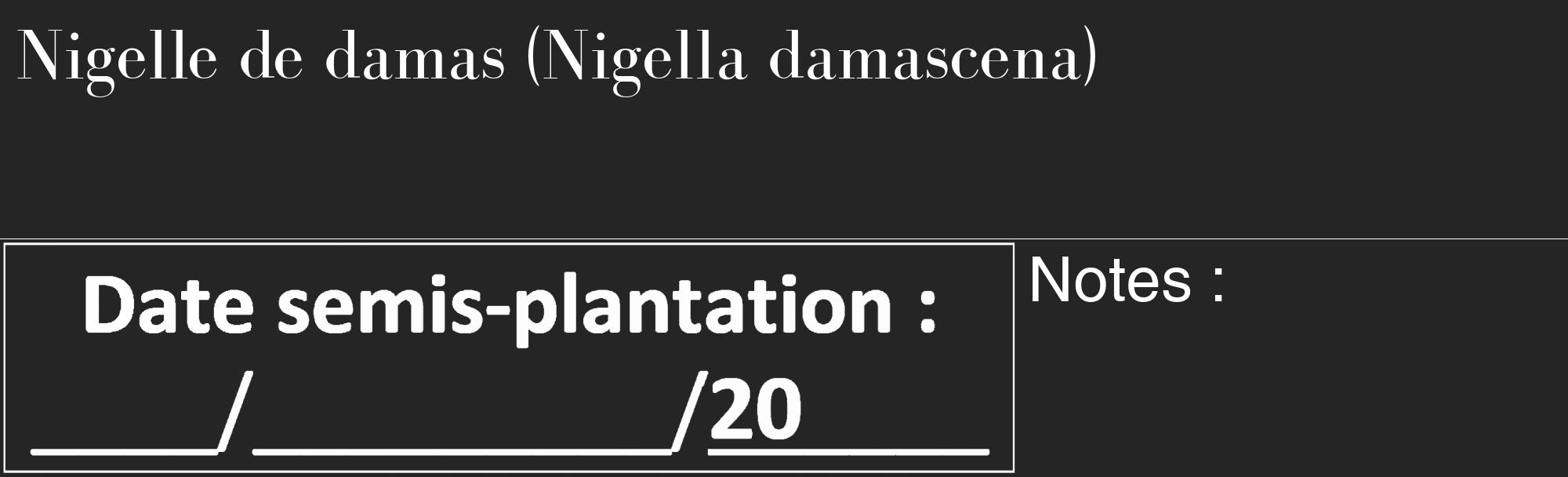 Étiquette de : Nigella damascena - format c - style blanche47_basique_basiquebod avec comestibilité